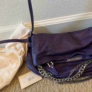NWT Jimmy Choo Purple Leather Biker Bag